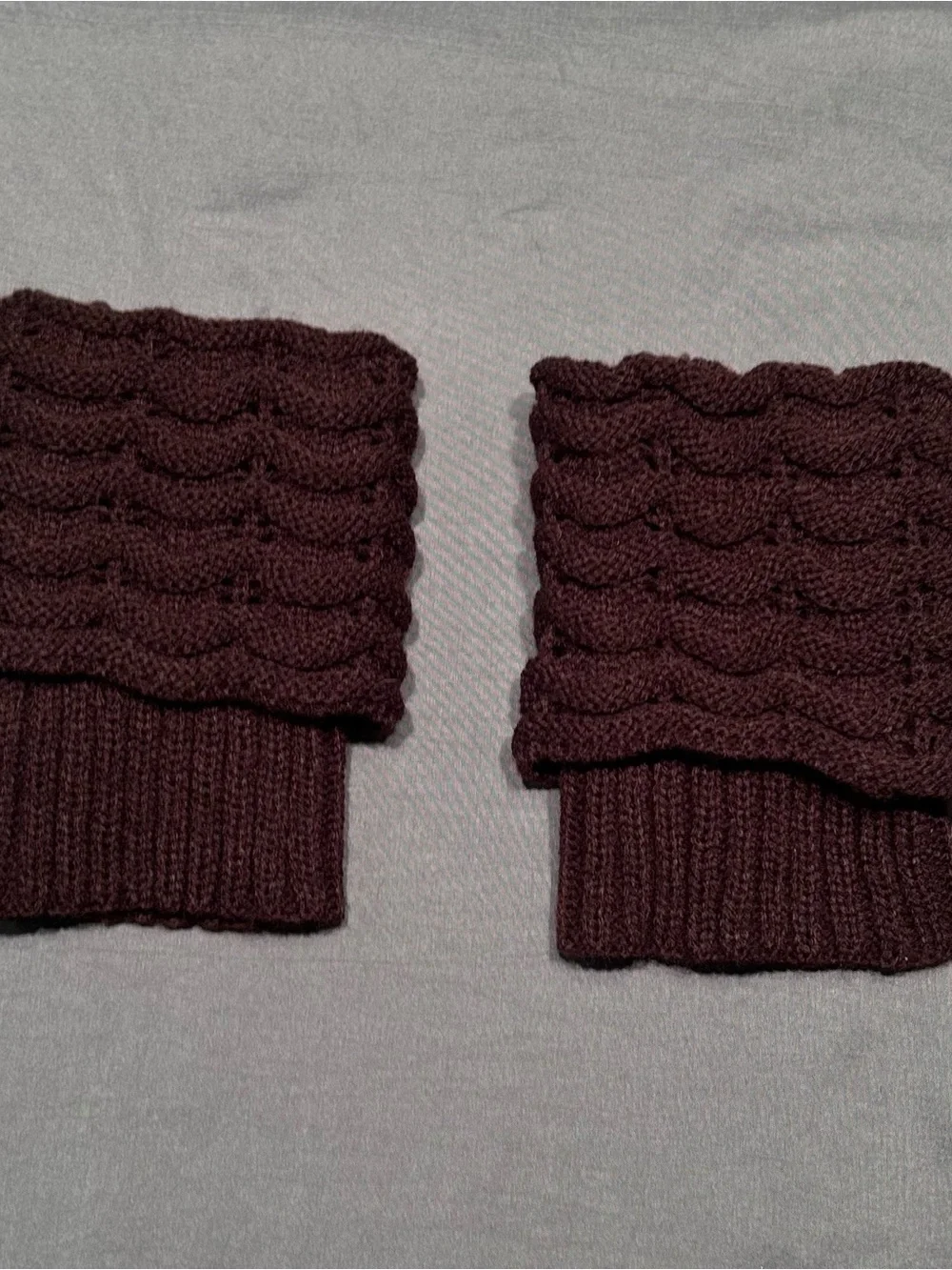 IF Collection Dark Brown Short Knitted Leg Warmers/Ankle Cuffs
